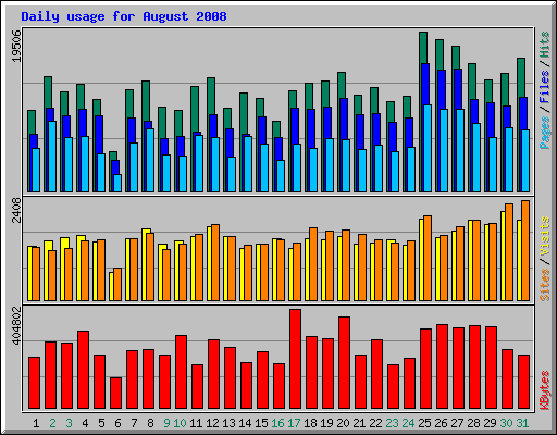 Daily usage for August 2008